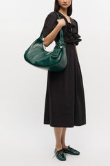 GANNI Online Pineneedle Green Croco Medium Hobo Bag