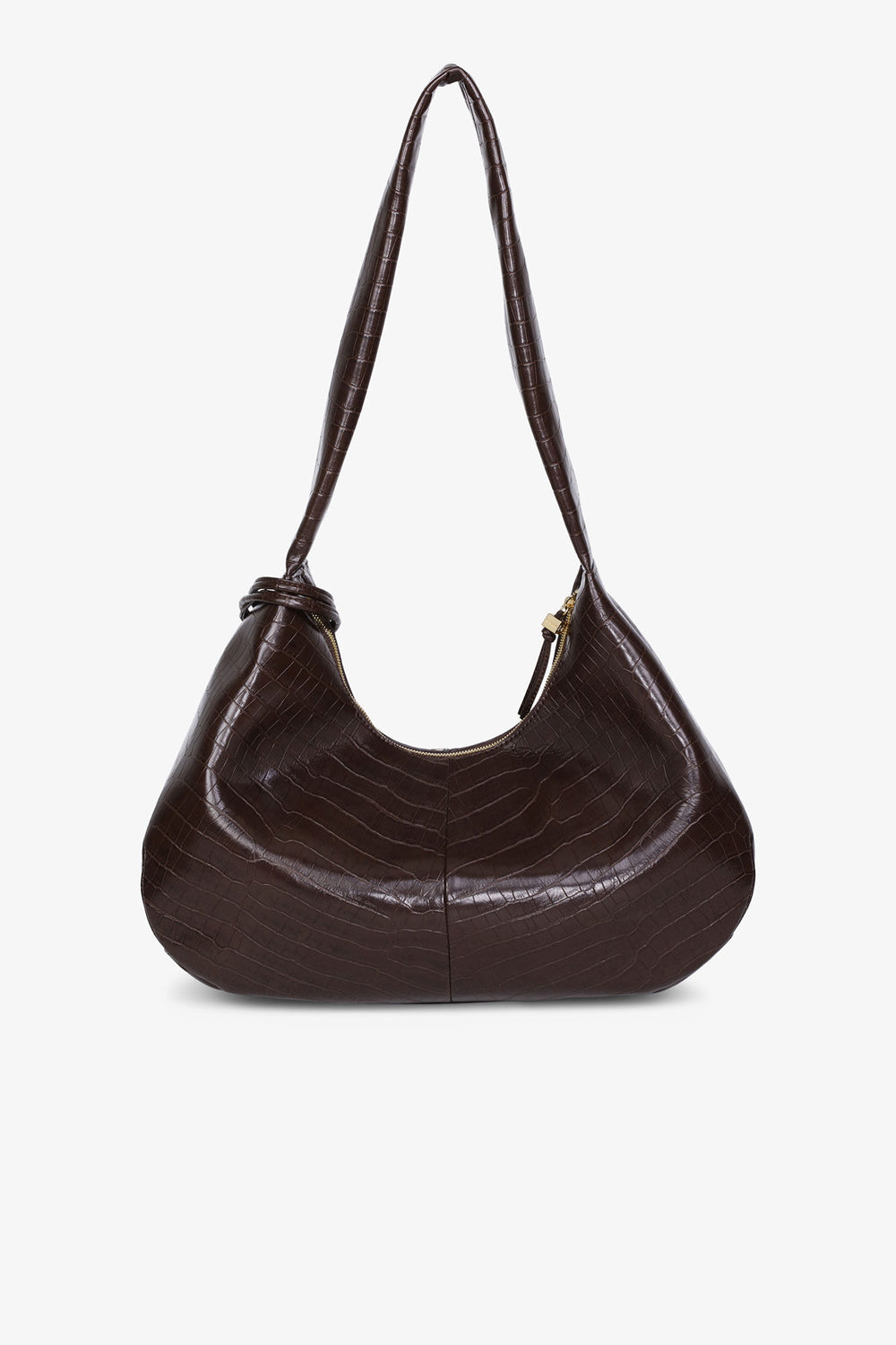 GANNI Sale Chocolate Fondant Brown Croco Medium Hobo Bag