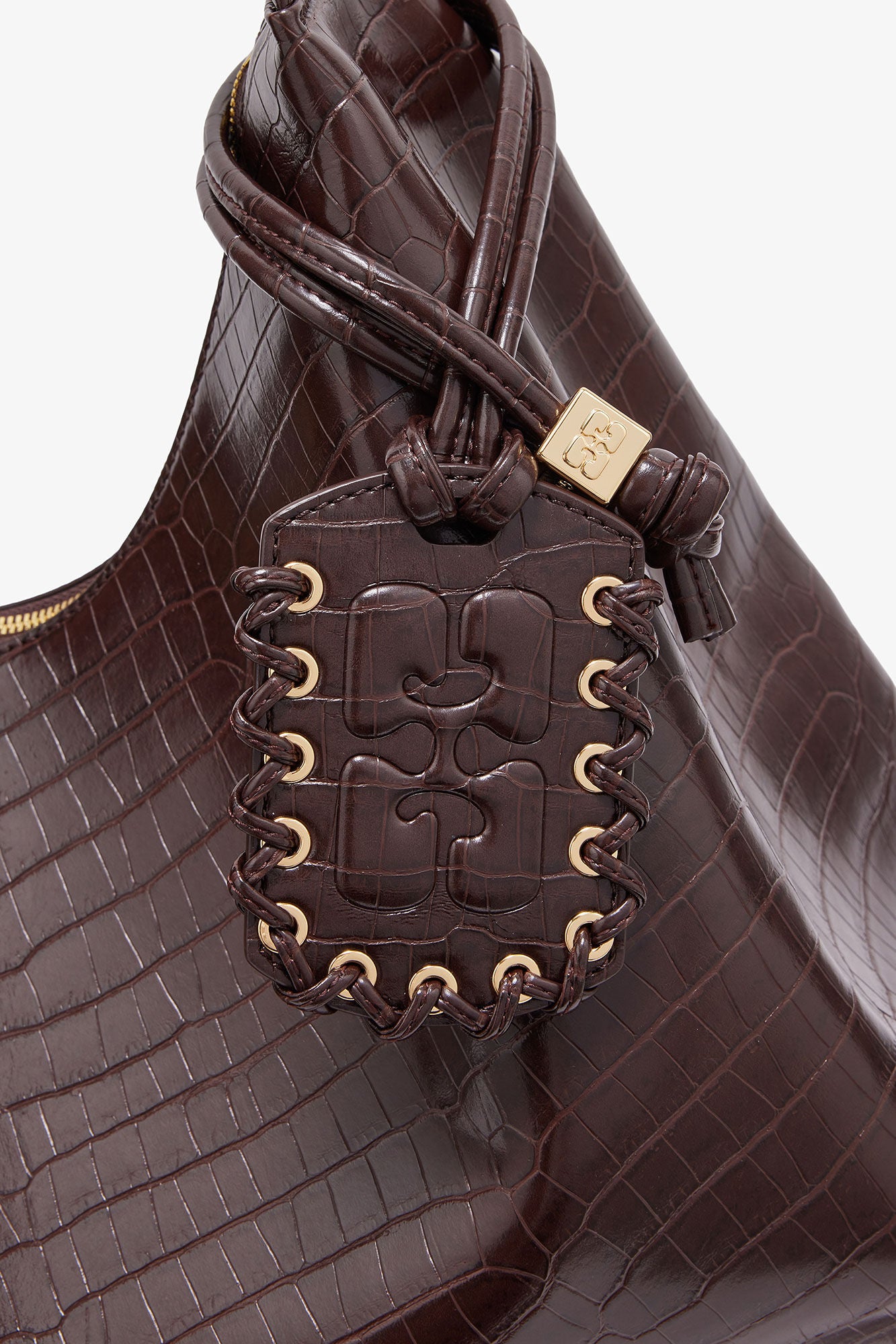 GANNI For Sale Chocolate Fondant Brown Croco XXL Hobo Bag