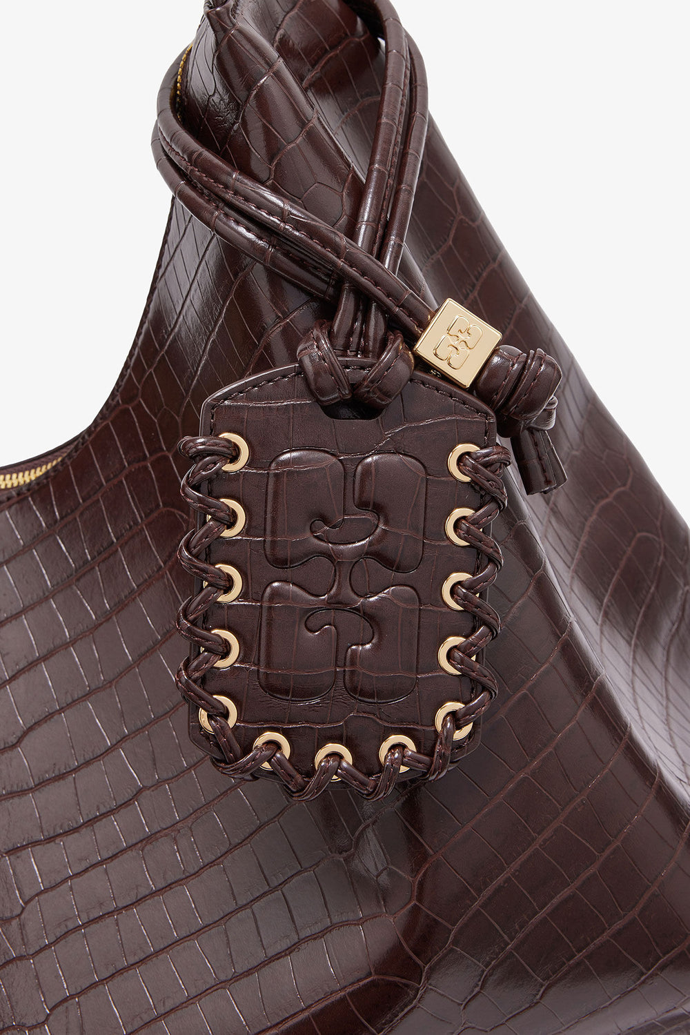 GANNI For Sale Chocolate Fondant Brown Croco XXL Hobo Bag