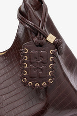 GANNI For Sale Chocolate Fondant Brown Croco XXL Hobo Bag