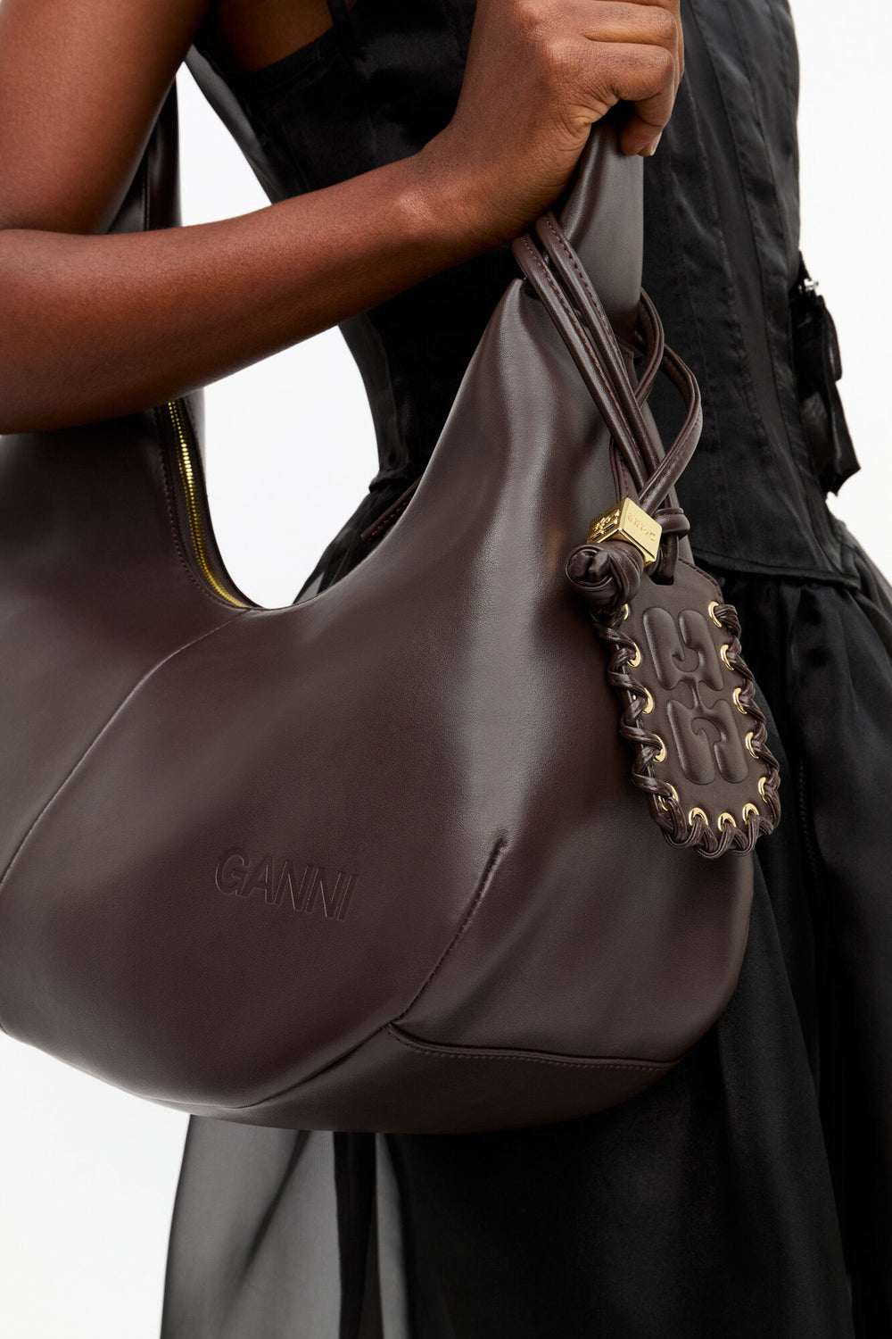 GANNI Hot Sale Seal Brown Brown Medium Hobo Bag