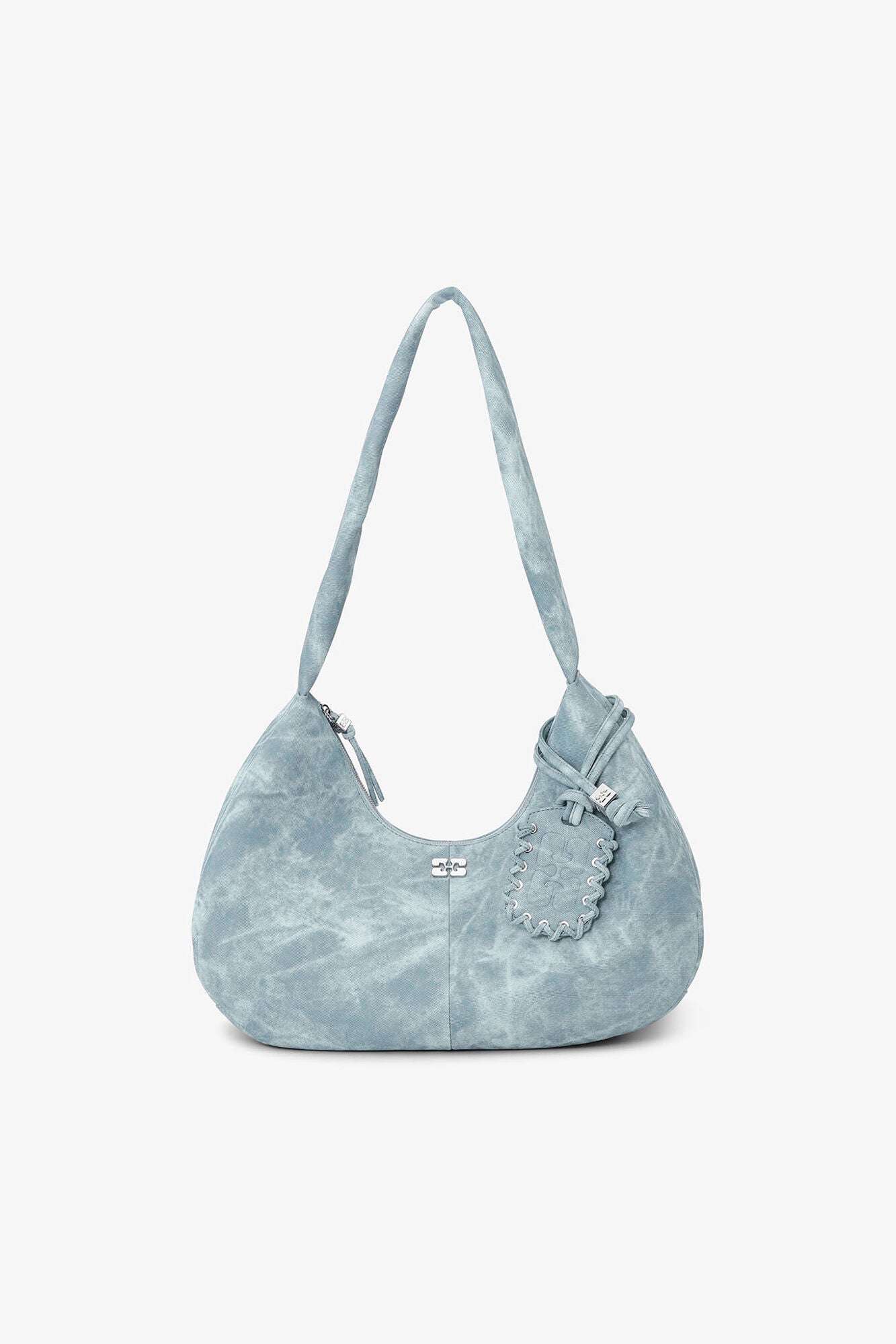 GANNI Online Celestial Blue Bleached Medium Hobo Bag