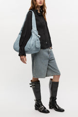 GANNI Online Celestial Blue Bleached Medium Hobo Bag