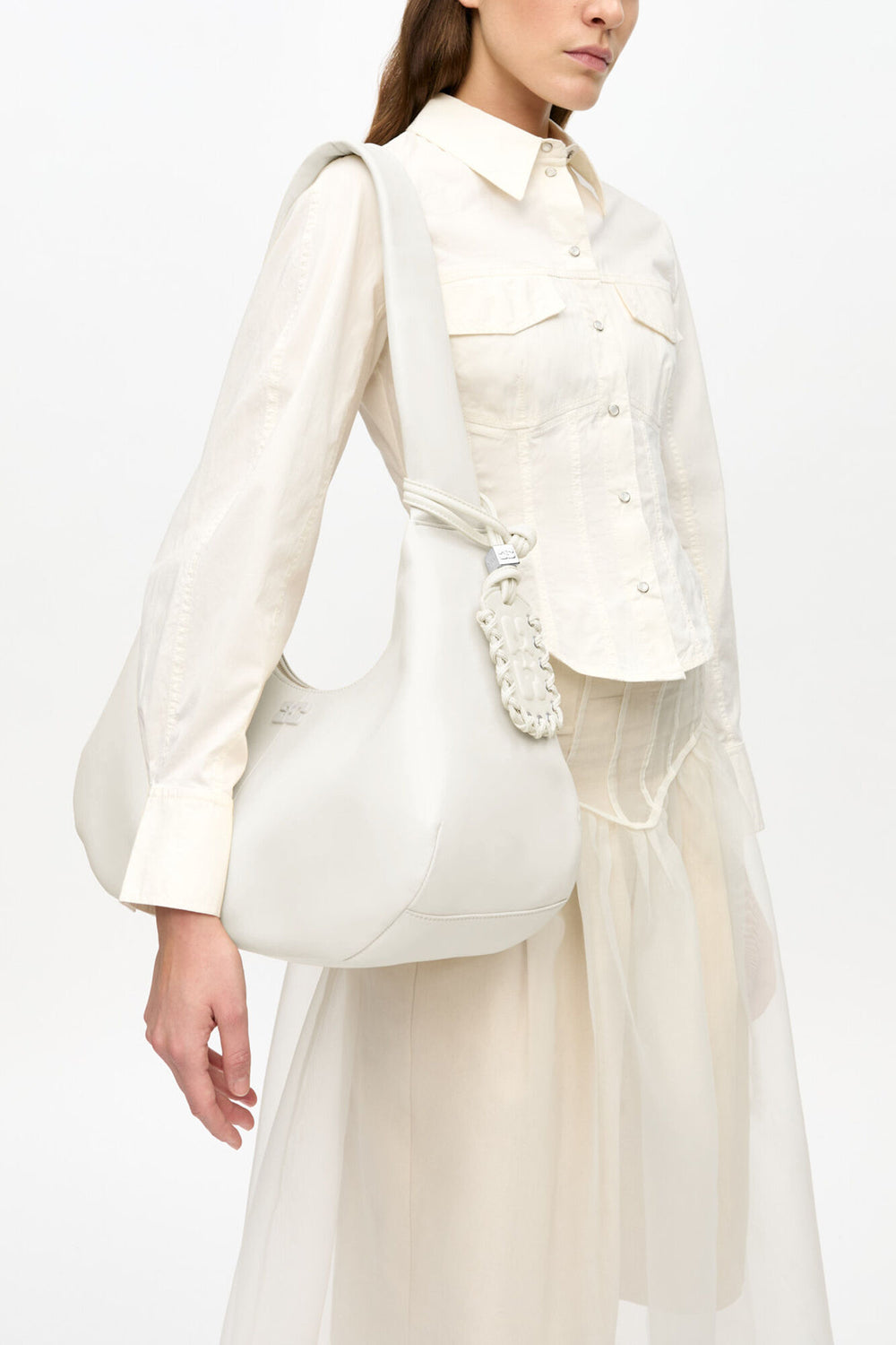 GANNI Sale Egret Ivory Medium Hobo Bag