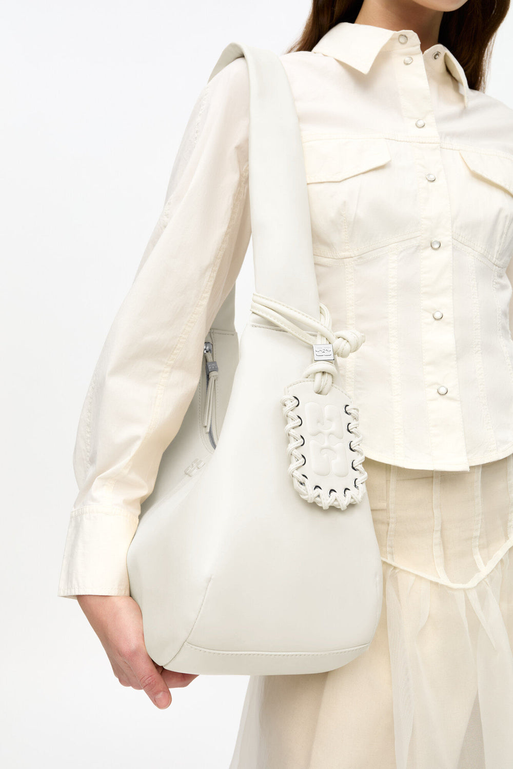 GANNI Sale Egret Ivory Medium Hobo Bag