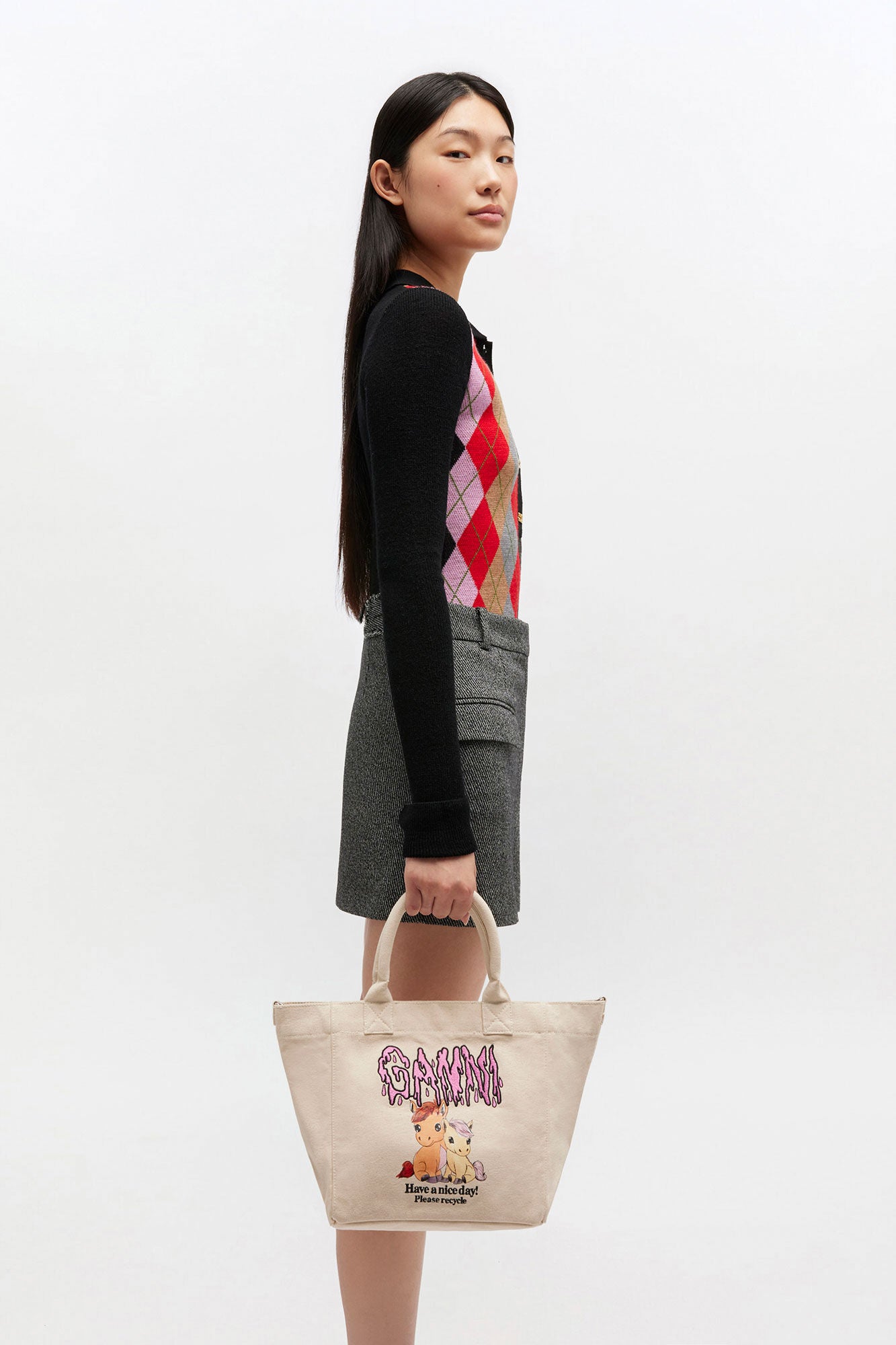 GANNI Hot Sale Small Easy Pony Printed Shopper