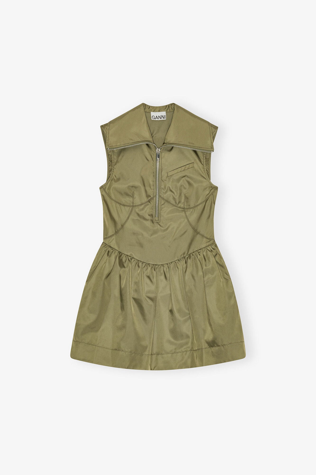 GANNI Outlet Dress in Green Nylon
