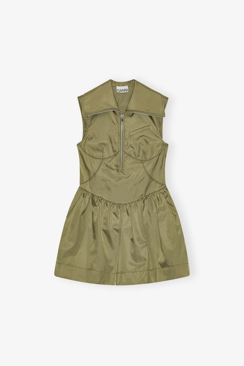 GANNI Outlet Dress in Green Nylon