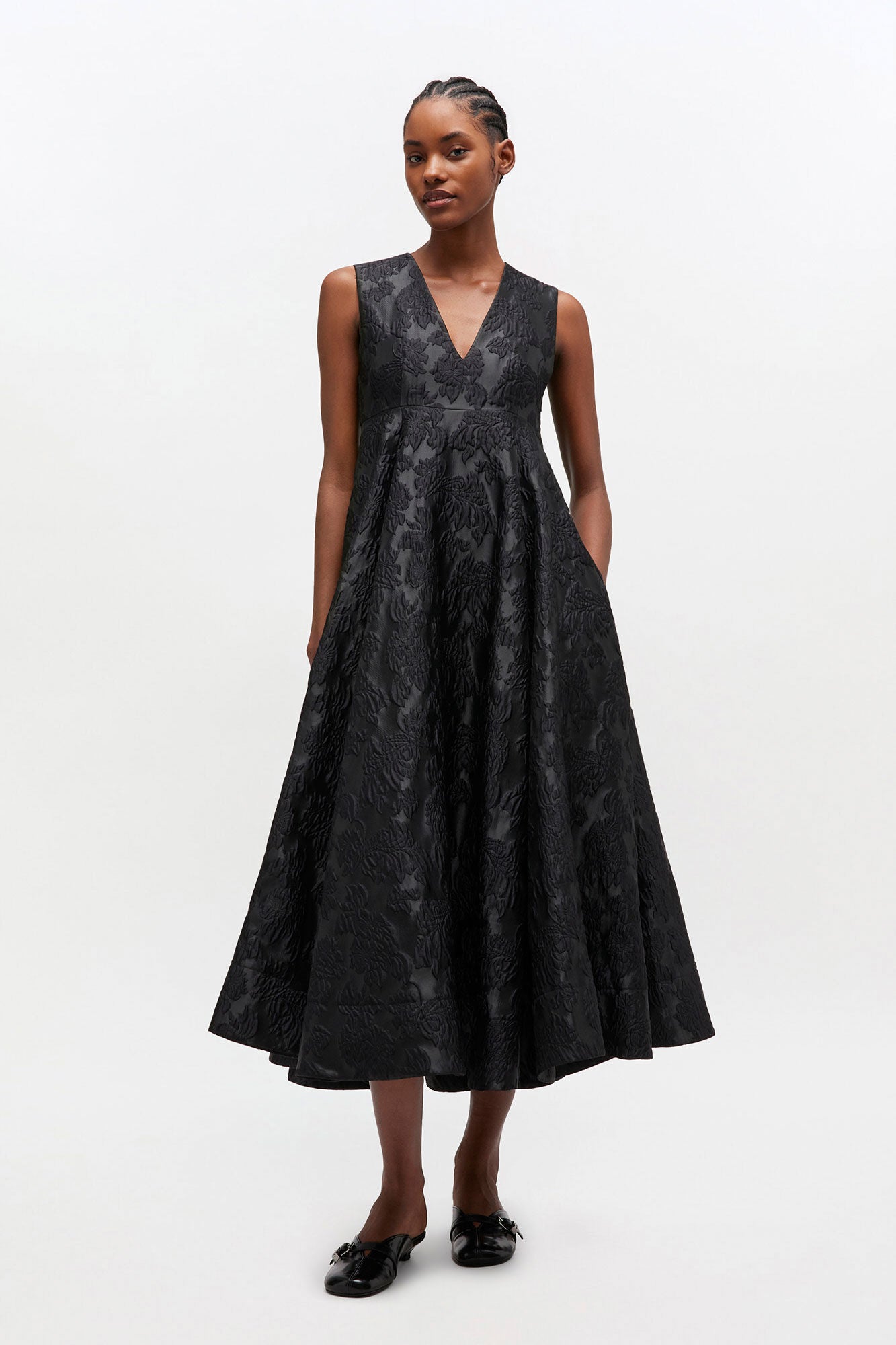 GANNI Hot Sale Satin Cloque Long Dress