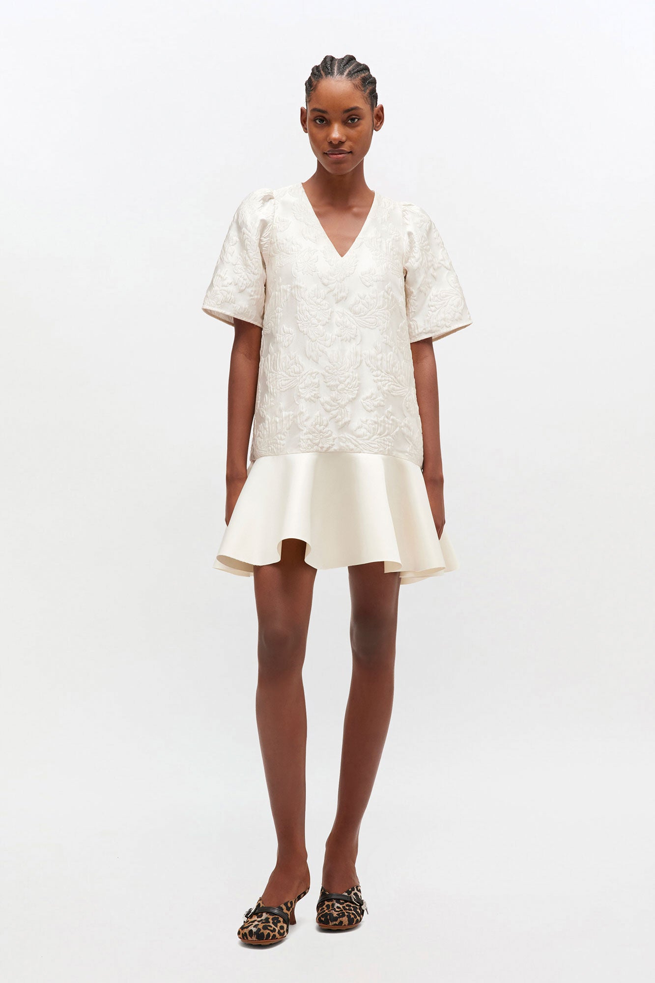 GANNI Sale Satin Cloque Mini Dress