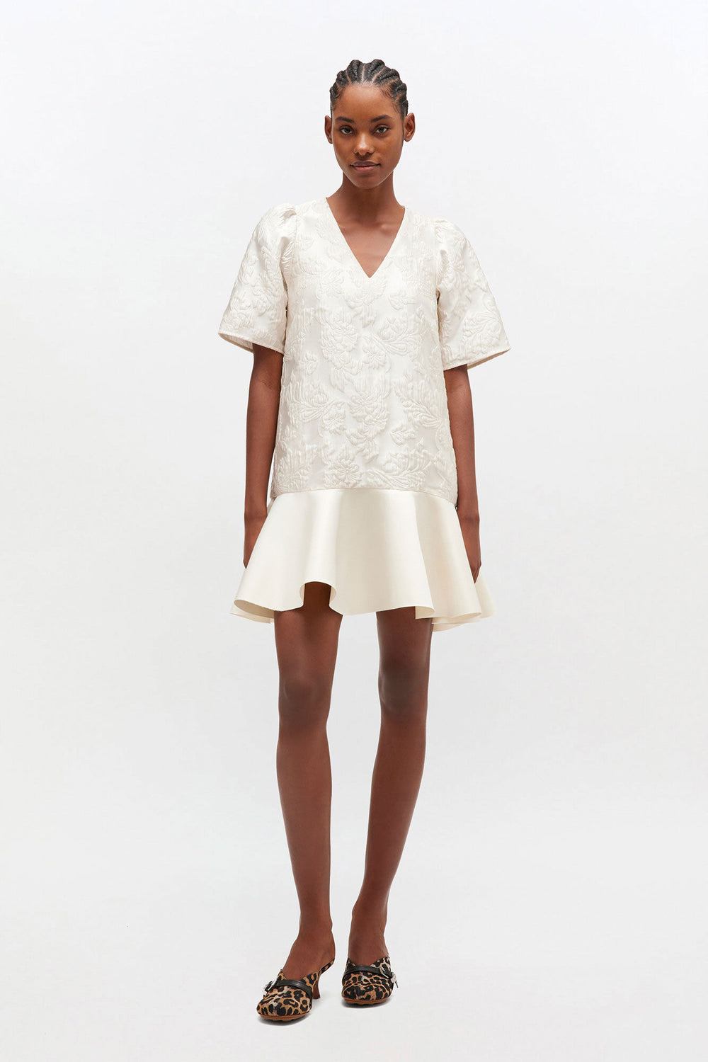 GANNI Sale Satin Cloque Mini Dress