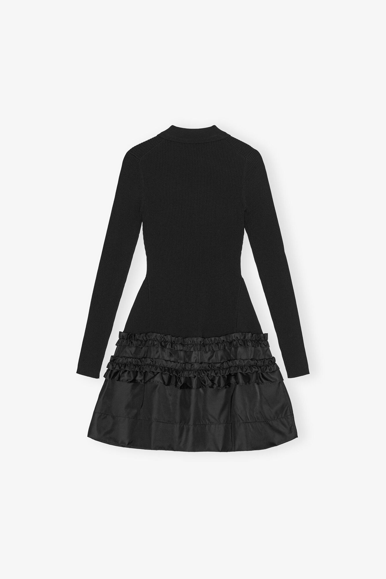 GANNI On Sale Mini Dress in Rib Knit Ruffle