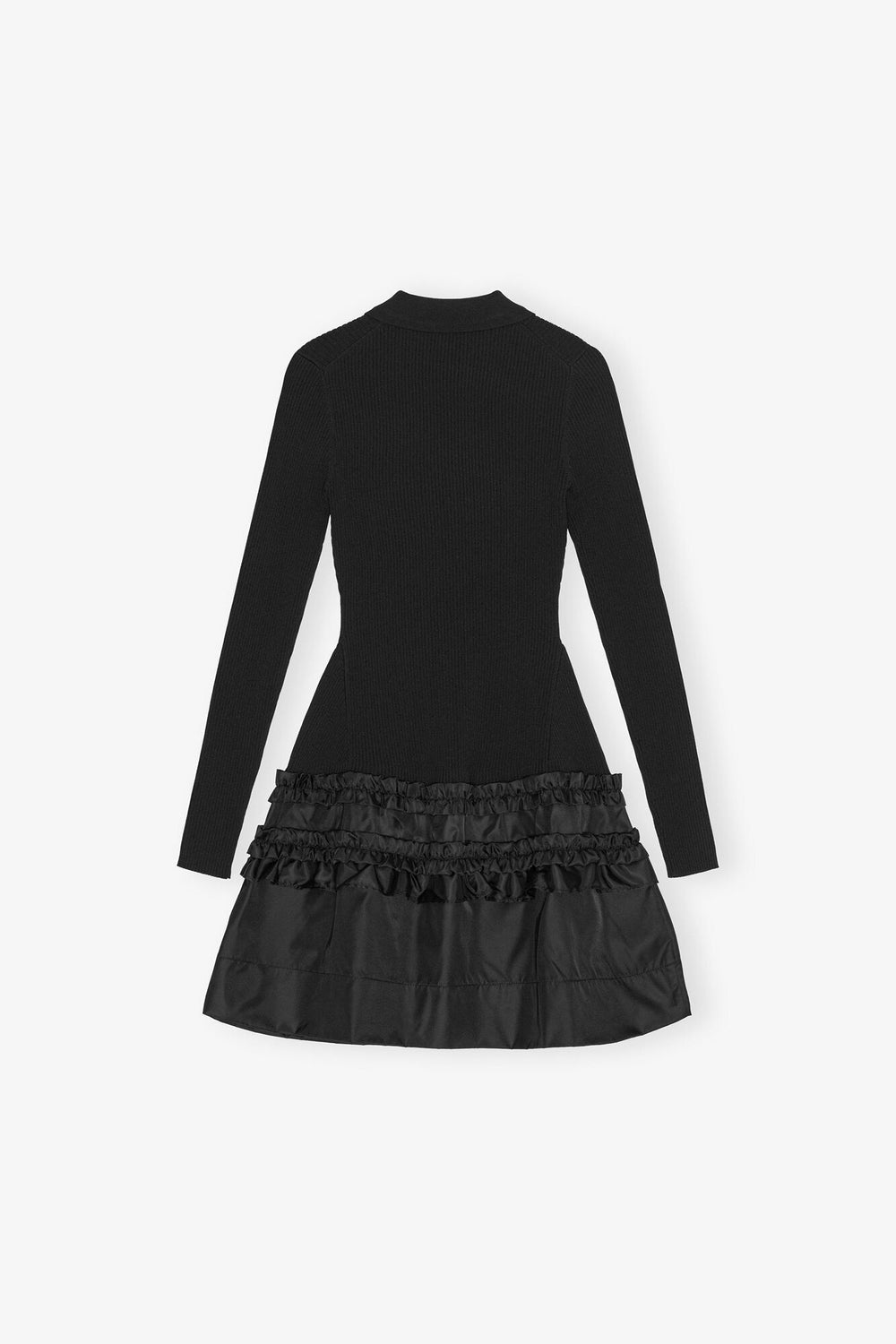 GANNI On Sale Mini Dress in Rib Knit Ruffle