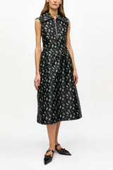 GANNI For Sale Black Floral Jacquard Midi Dress