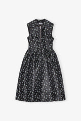 GANNI For Sale Black Floral Jacquard Midi Dress