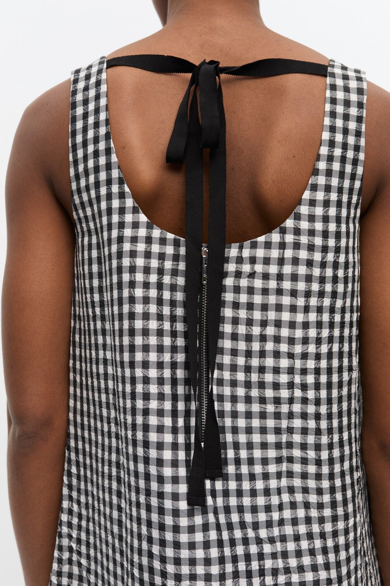 GANNI Outlet Crinkled Check Long Dress