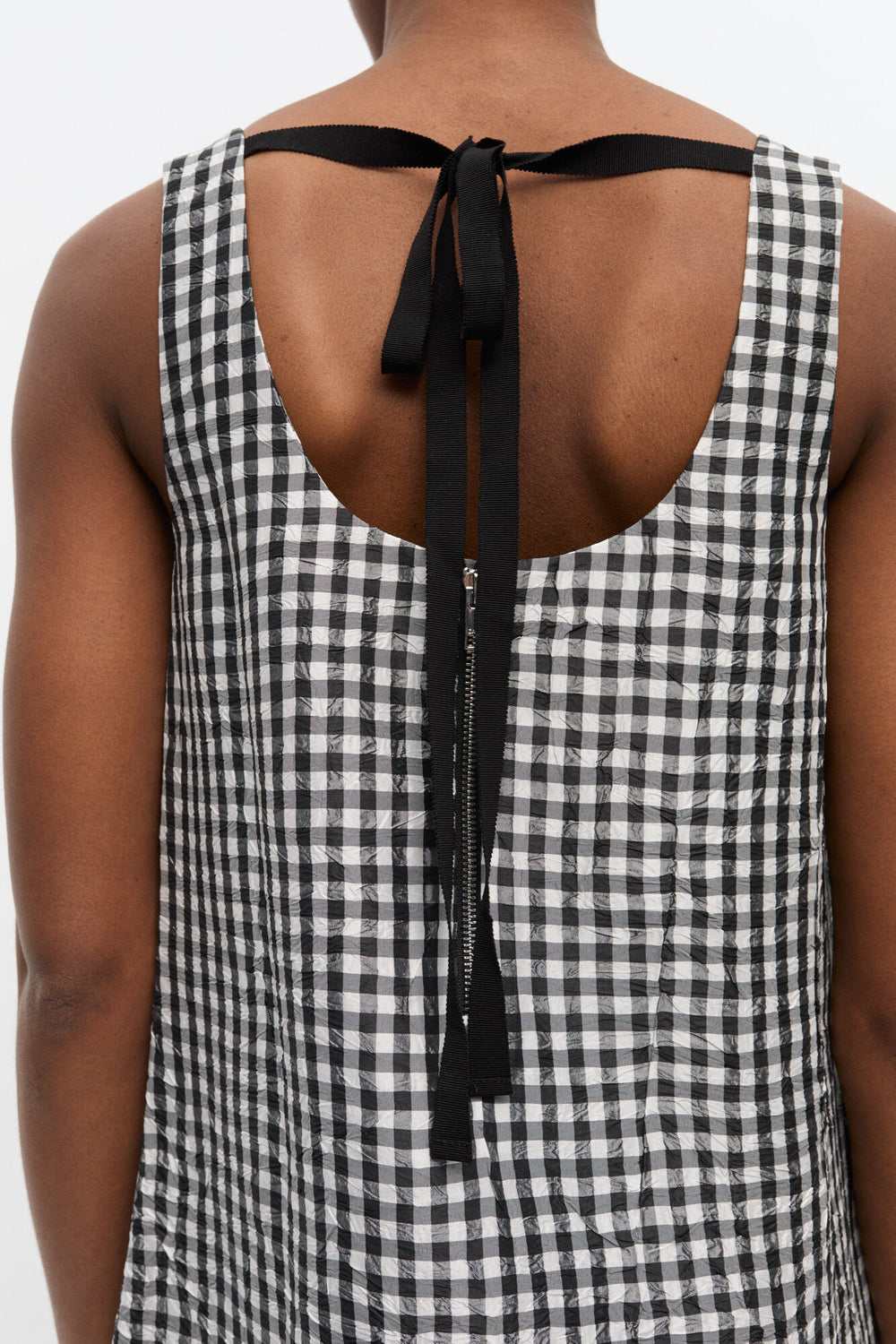 GANNI Outlet Crinkled Check Long Dress