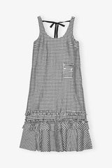 GANNI Outlet Crinkled Check Long Dress