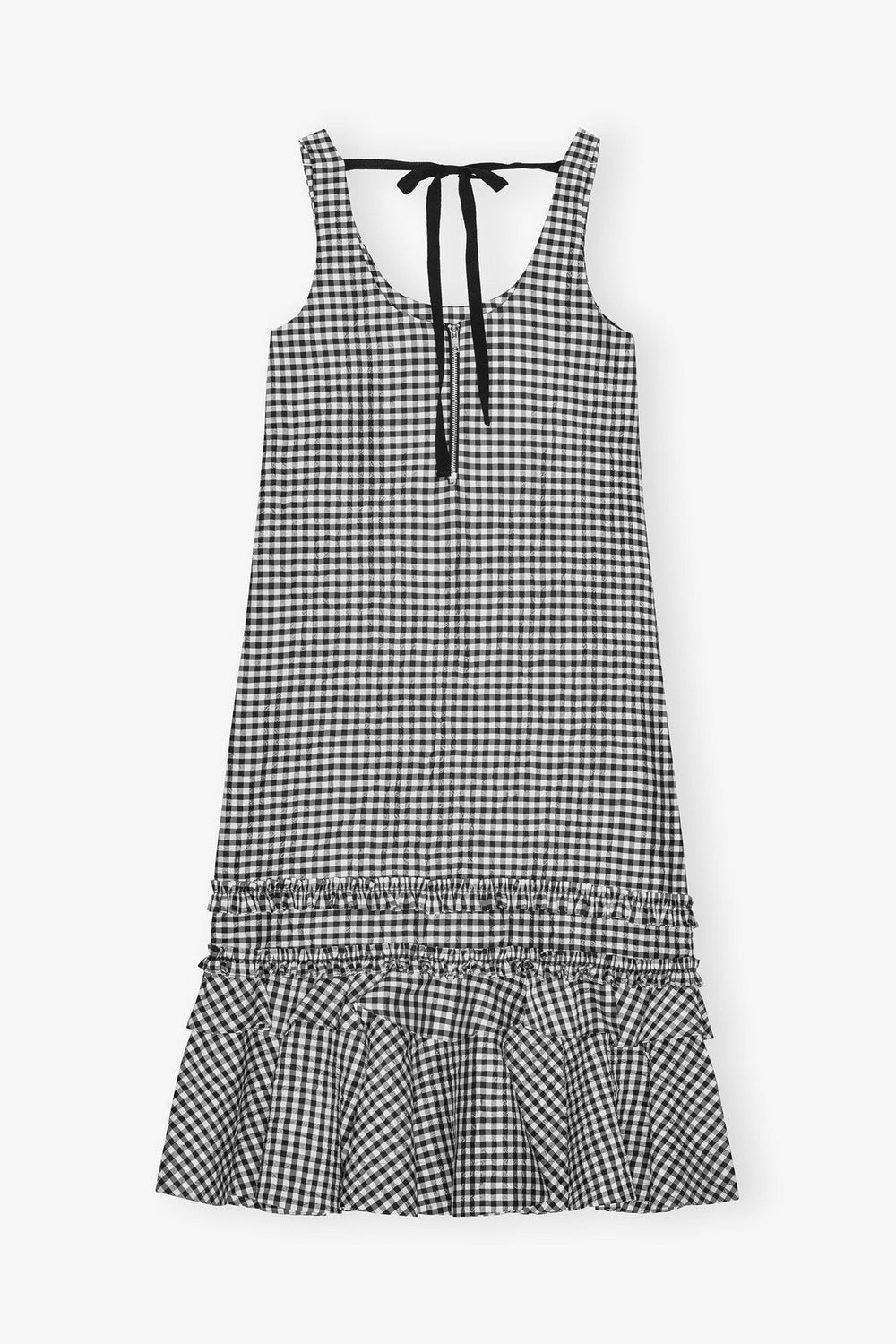 GANNI Outlet Crinkled Check Long Dress