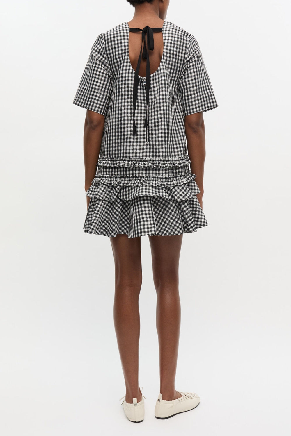 GANNI us Crinkled Check Mini Dress