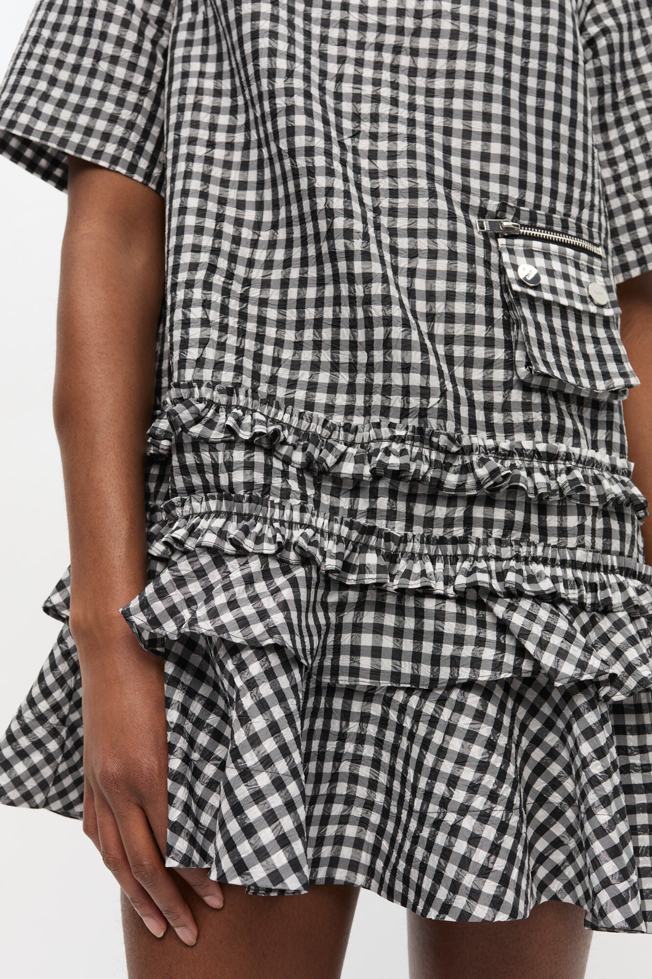 GANNI us Crinkled Check Mini Dress