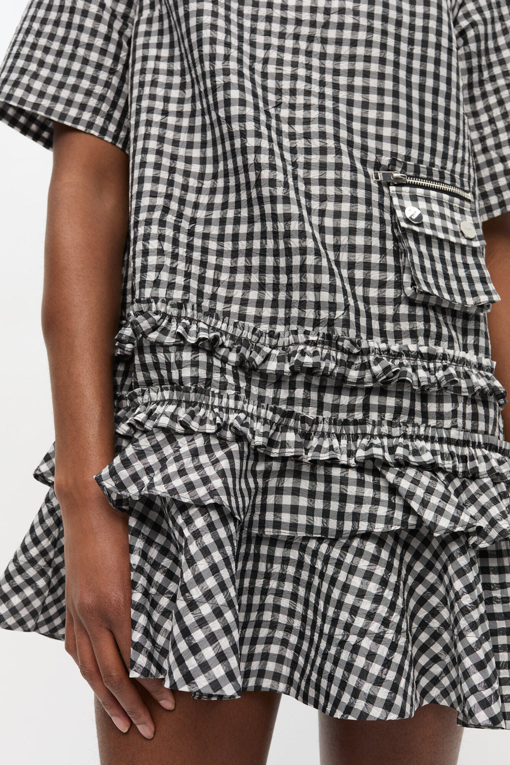 GANNI us Crinkled Check Mini Dress