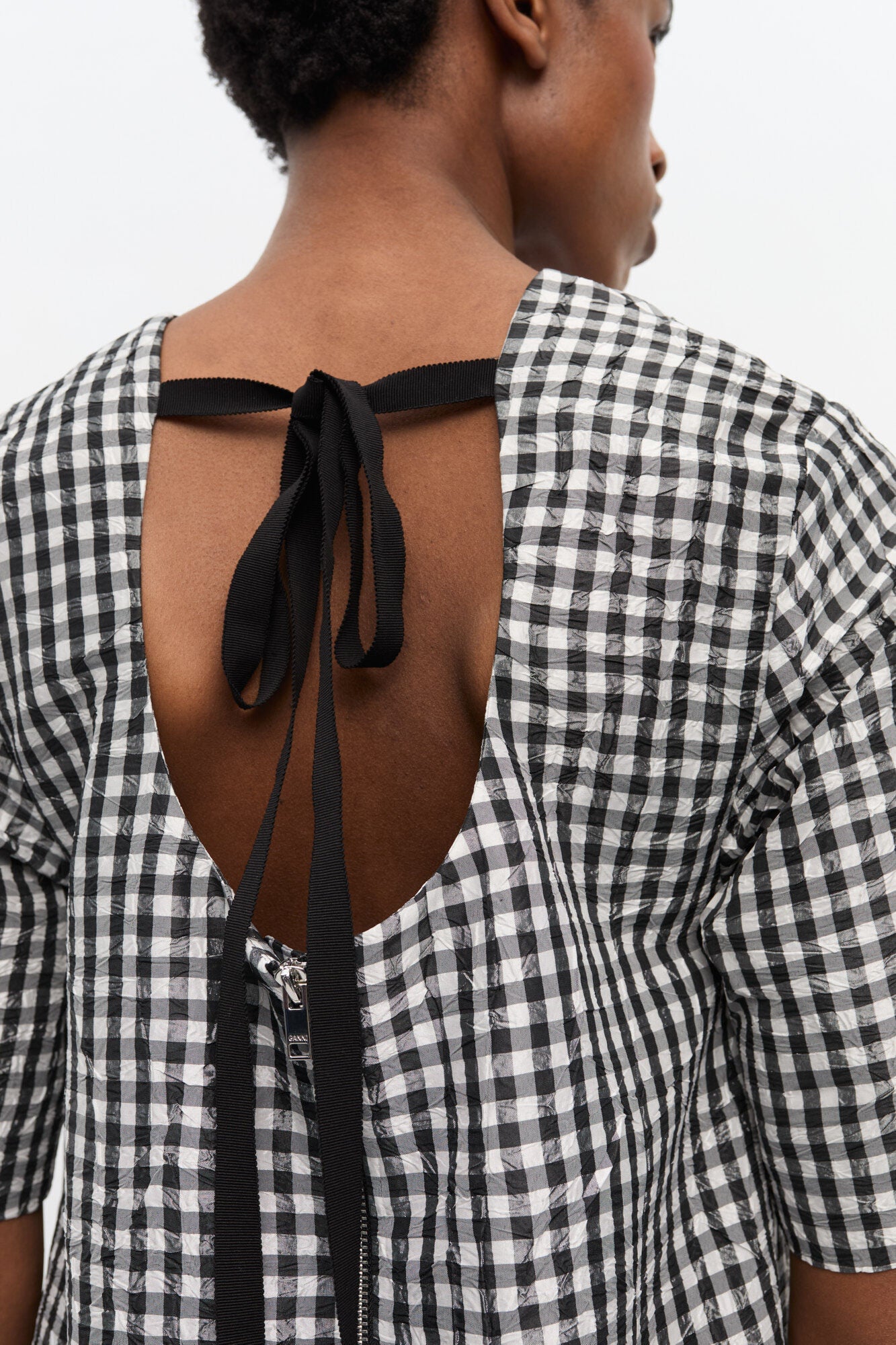 GANNI us Crinkled Check Mini Dress