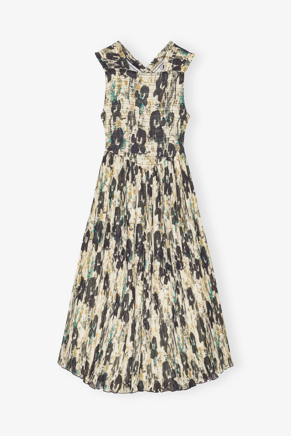 GANNI Online Printed Pleats Smock Midi Straps Dress