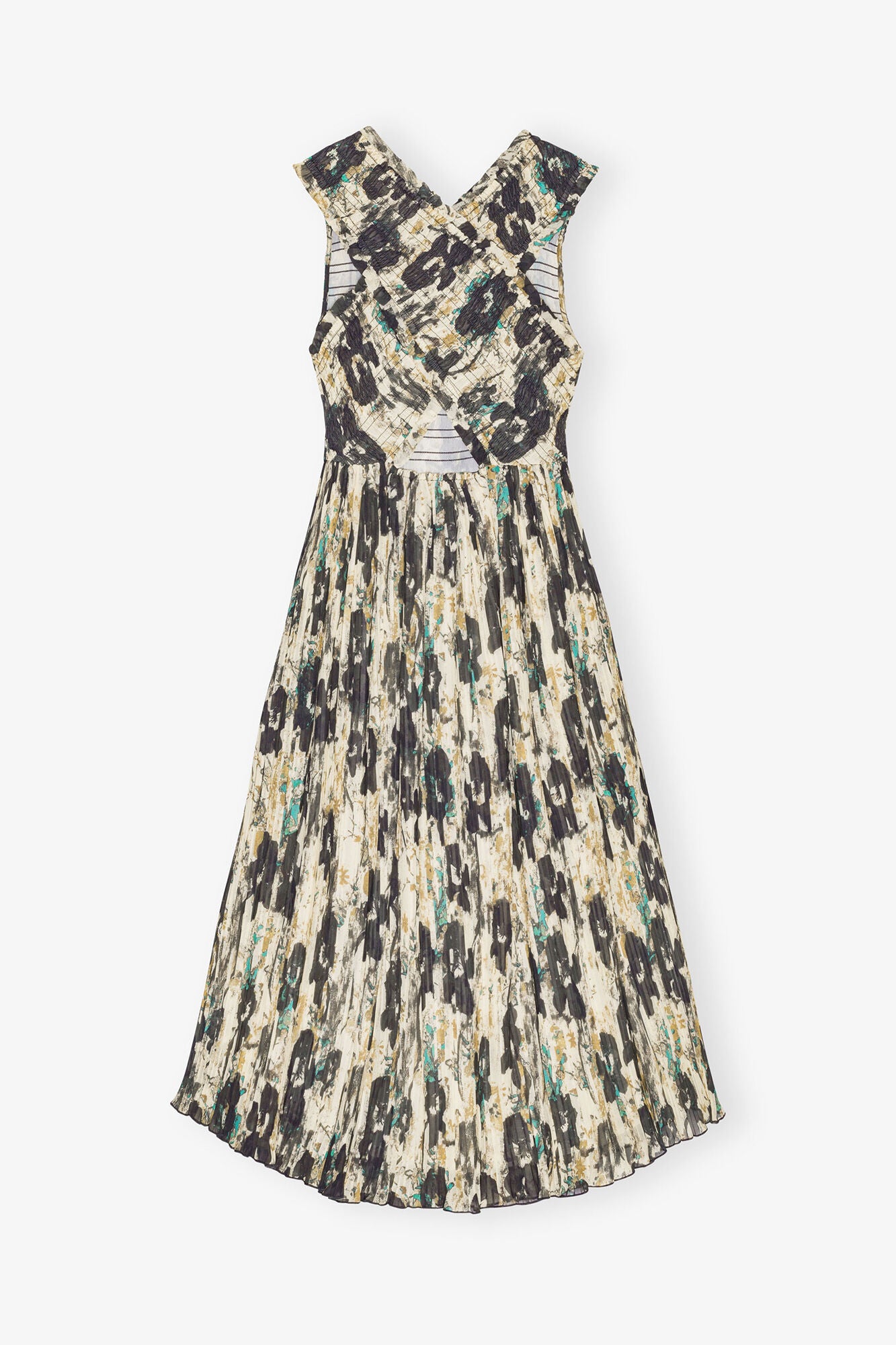 GANNI Online Printed Pleats Smock Midi Straps Dress