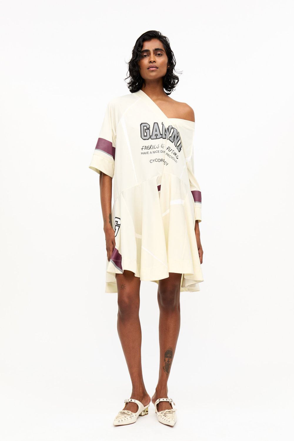GANNI For Sale Ivory GANNI League Oversized Mini Dress