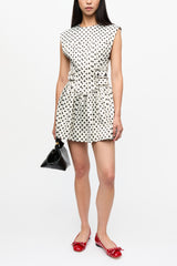 GANNI New Polka-Dot Satin Corset Mini Dress