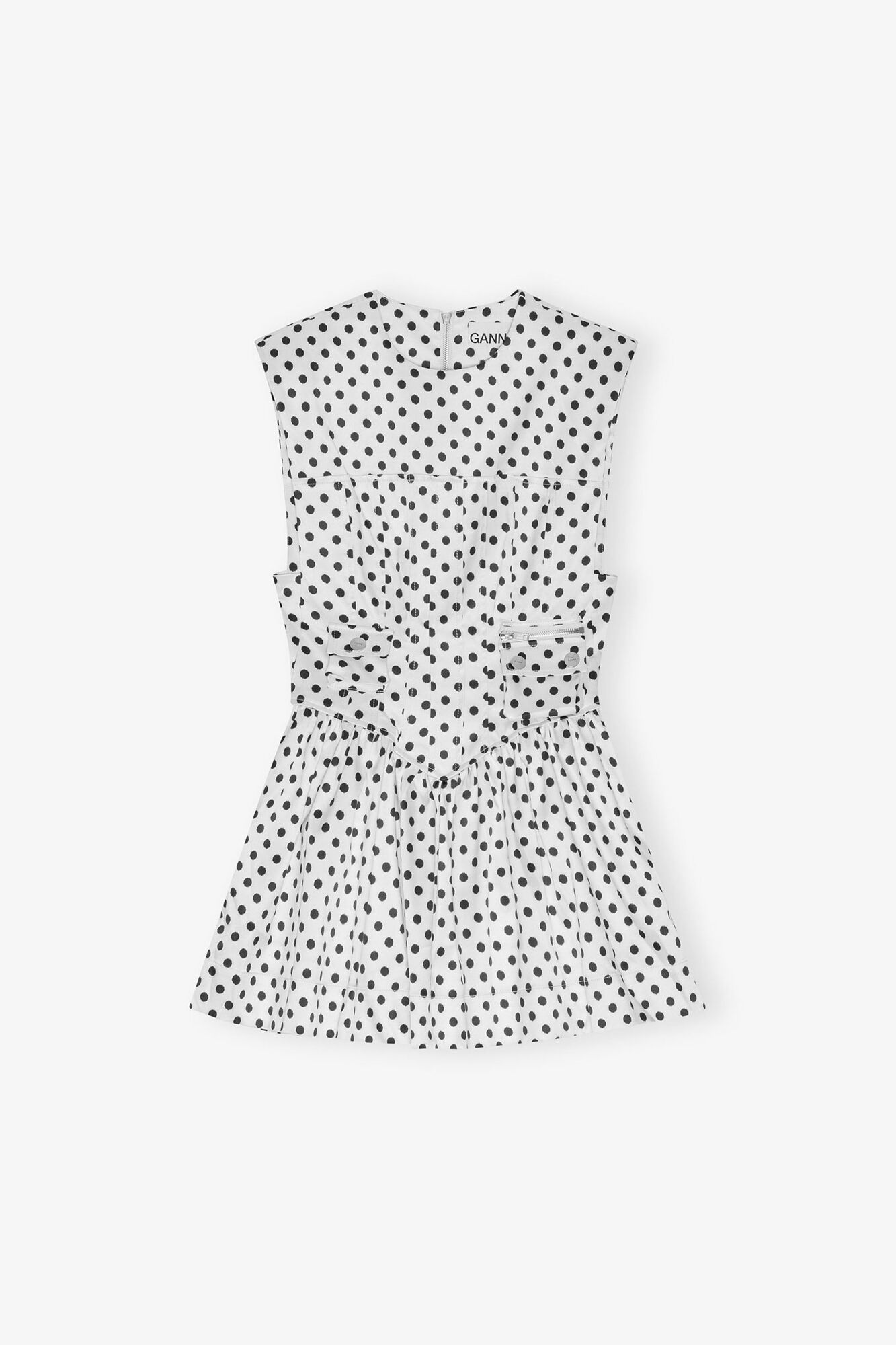 GANNI New Polka-Dot Satin Corset Mini Dress