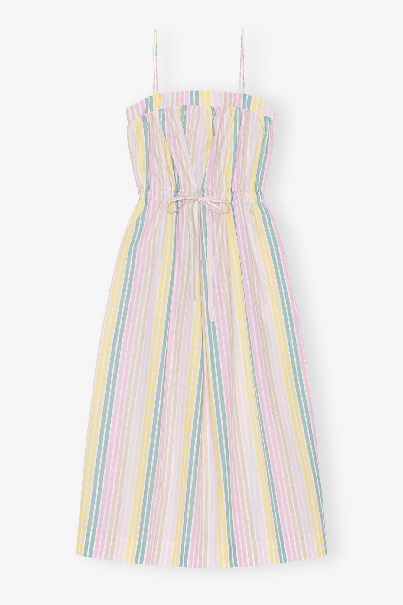 GANNI Online Stripe Cotton Maxi Strap Dress