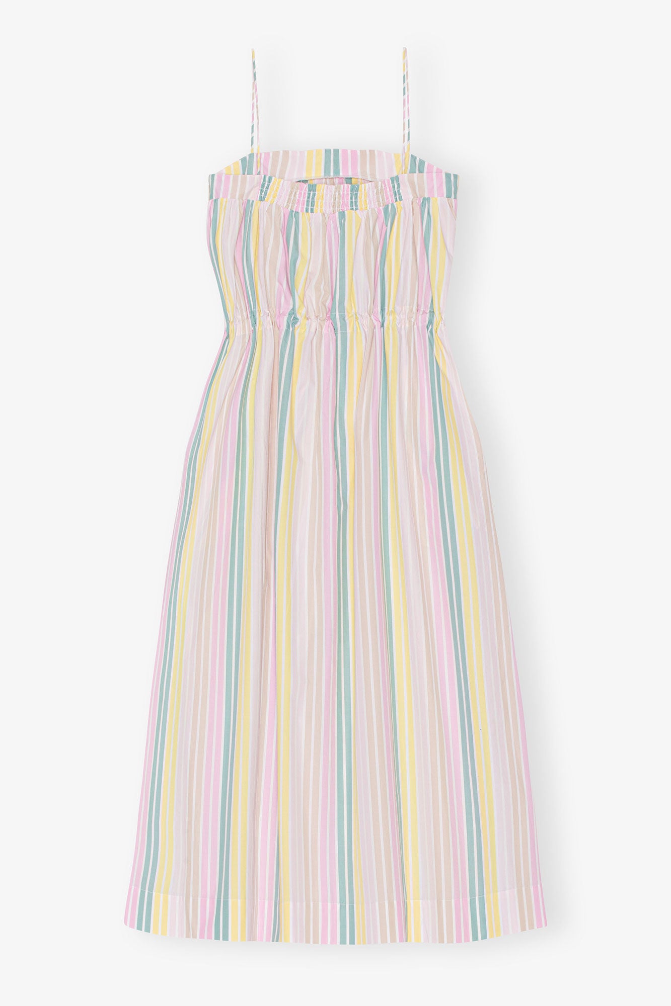 GANNI Online Stripe Cotton Maxi Strap Dress