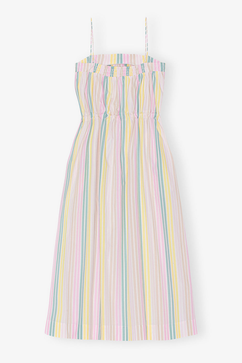 GANNI Online Stripe Cotton Maxi Strap Dress