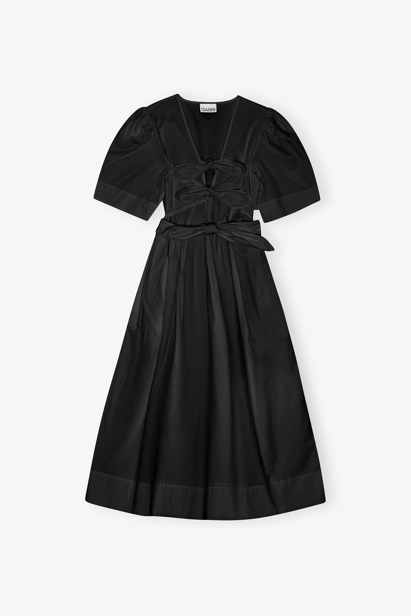 GANNI Discount Black Stretch Cotton Dress