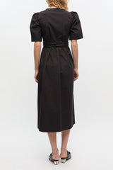 GANNI Discount Black Stretch Cotton Dress