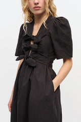 GANNI Discount Black Stretch Cotton Dress