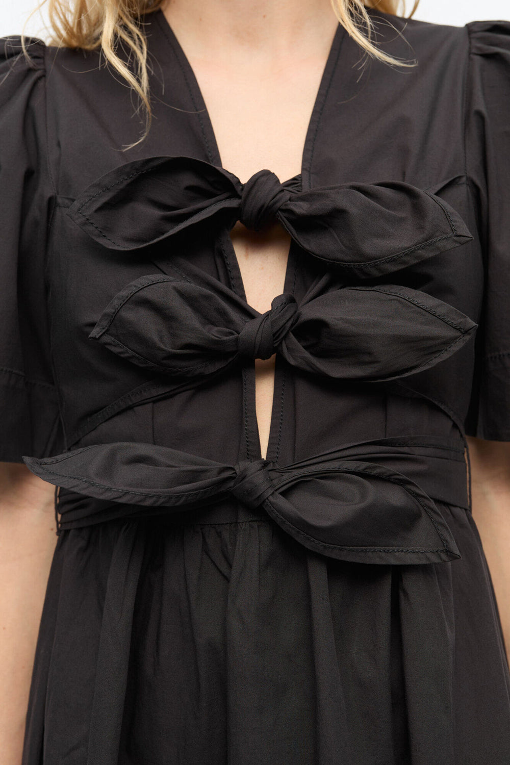 GANNI Discount Black Stretch Cotton Dress