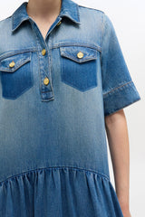 GANNI Hot Sale Light Washed Denim Dress