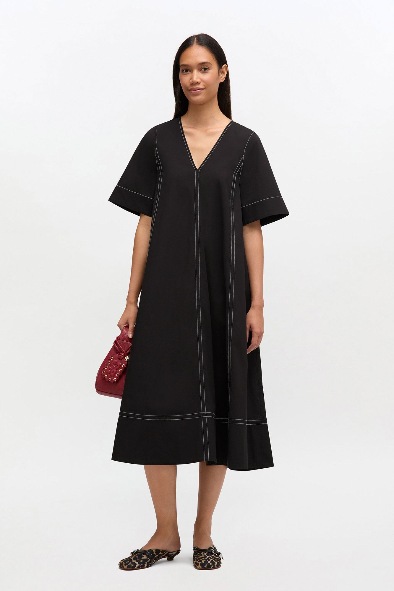 GANNI Online Black Cotton A-line Dress