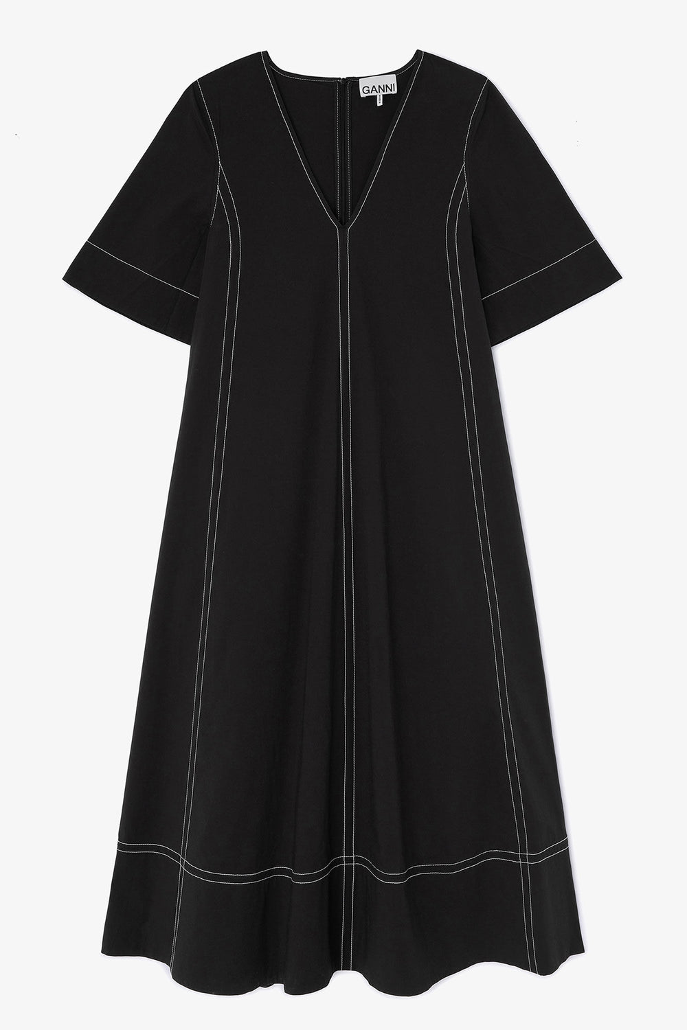 GANNI Online Black Cotton A-line Dress
