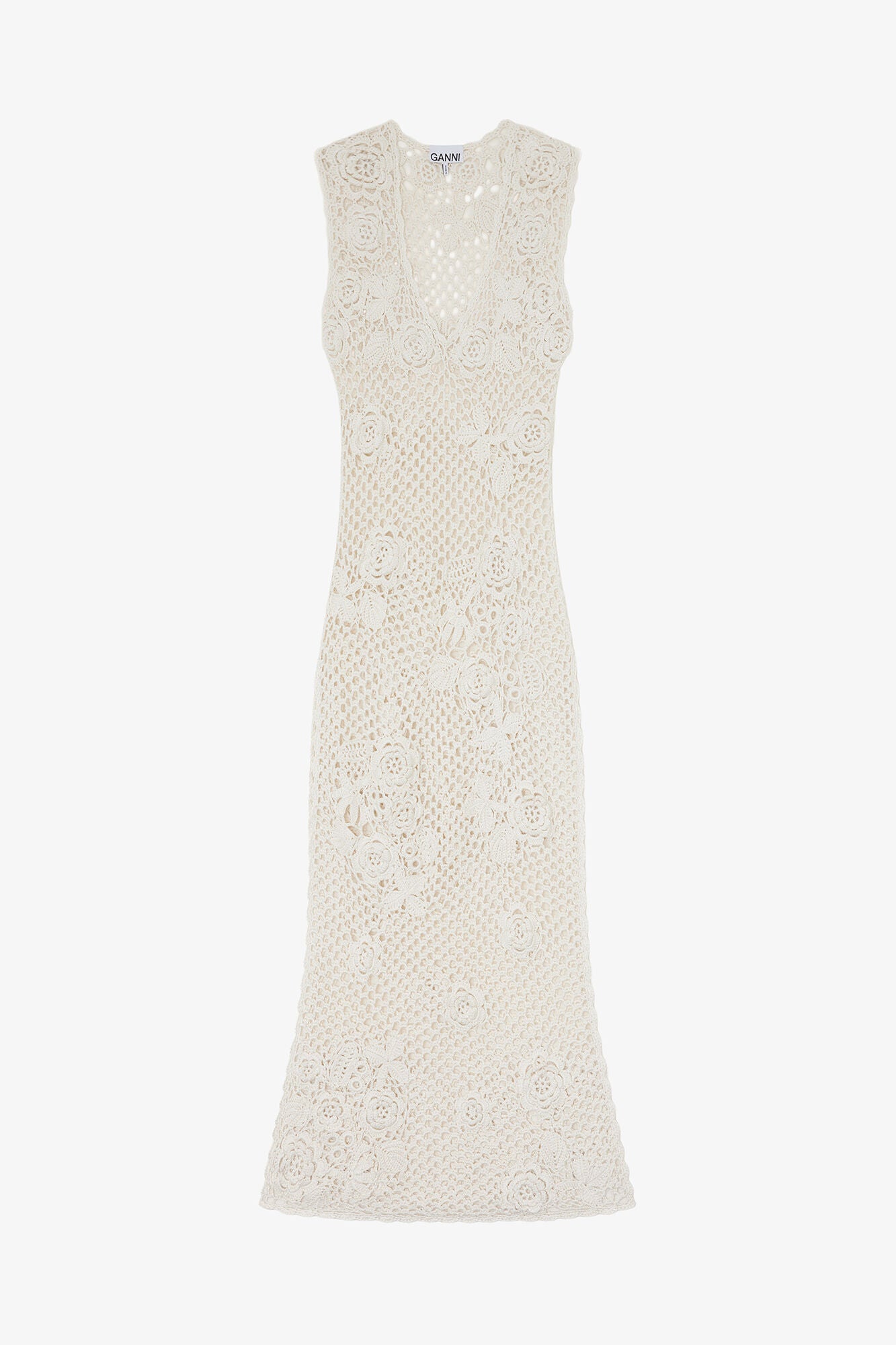 GANNI Sale Long Dress in Cotton Crochet