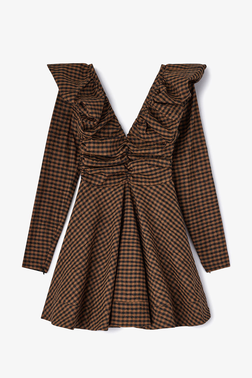 GANNI Outlet Dress in Check Taffeta