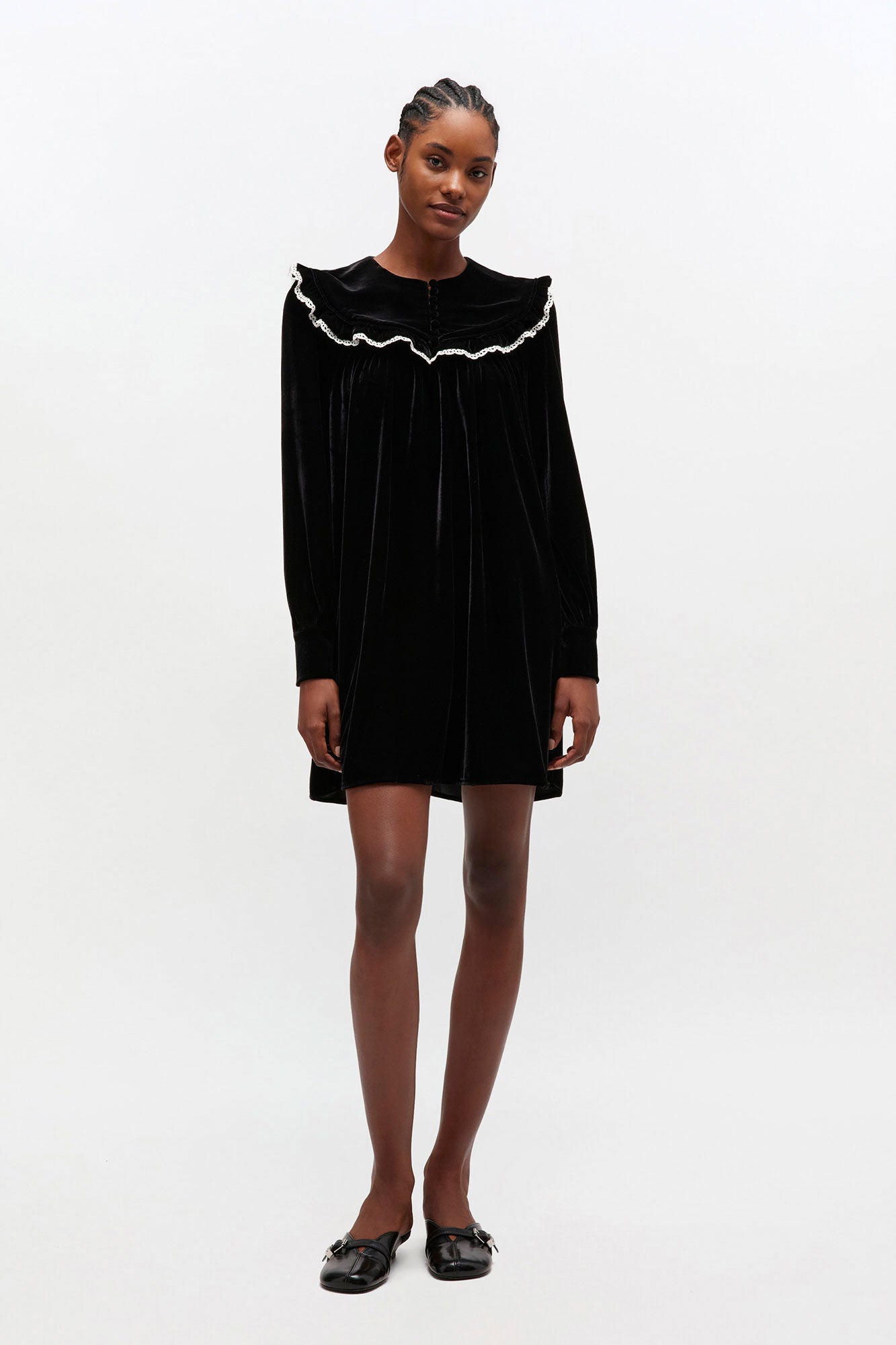 GANNI Hot Sale Black Velvet Dress