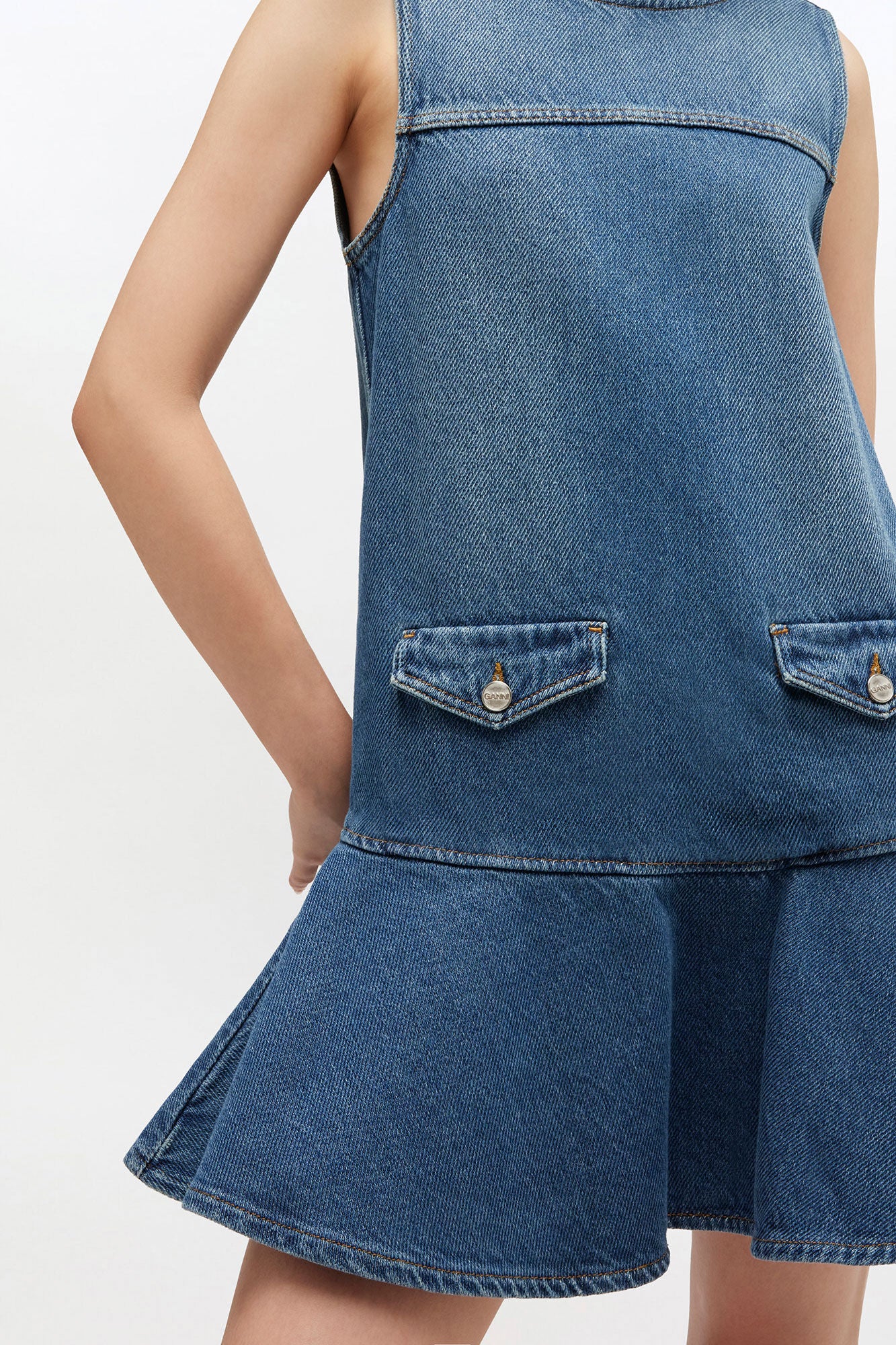 GANNI Online Light Denim Mini Dress