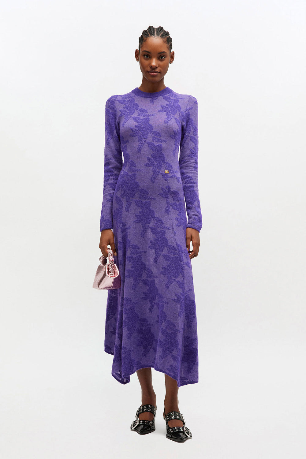 GANNI Sale Purple Sheer Flower Dress