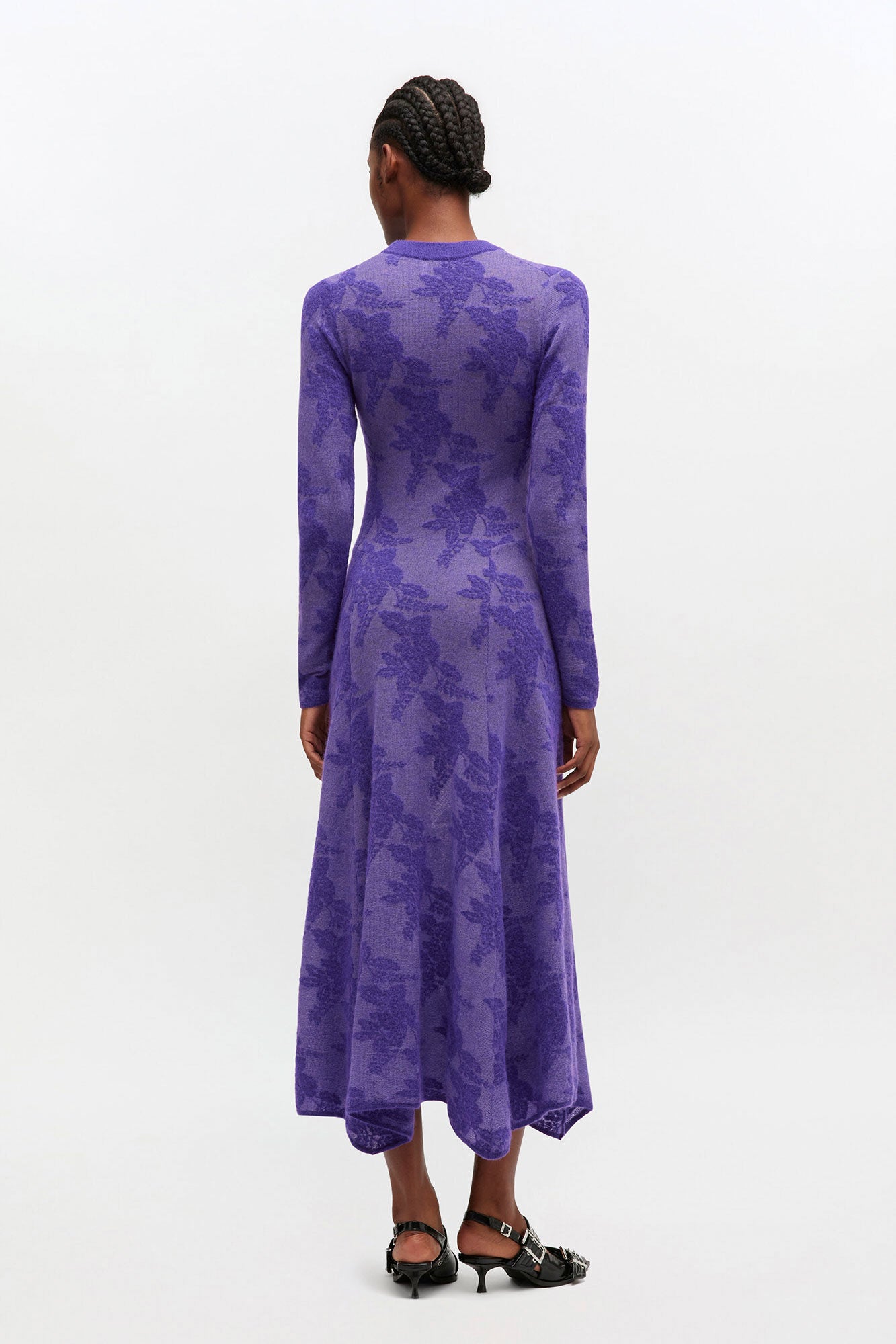 GANNI Sale Purple Sheer Flower Dress
