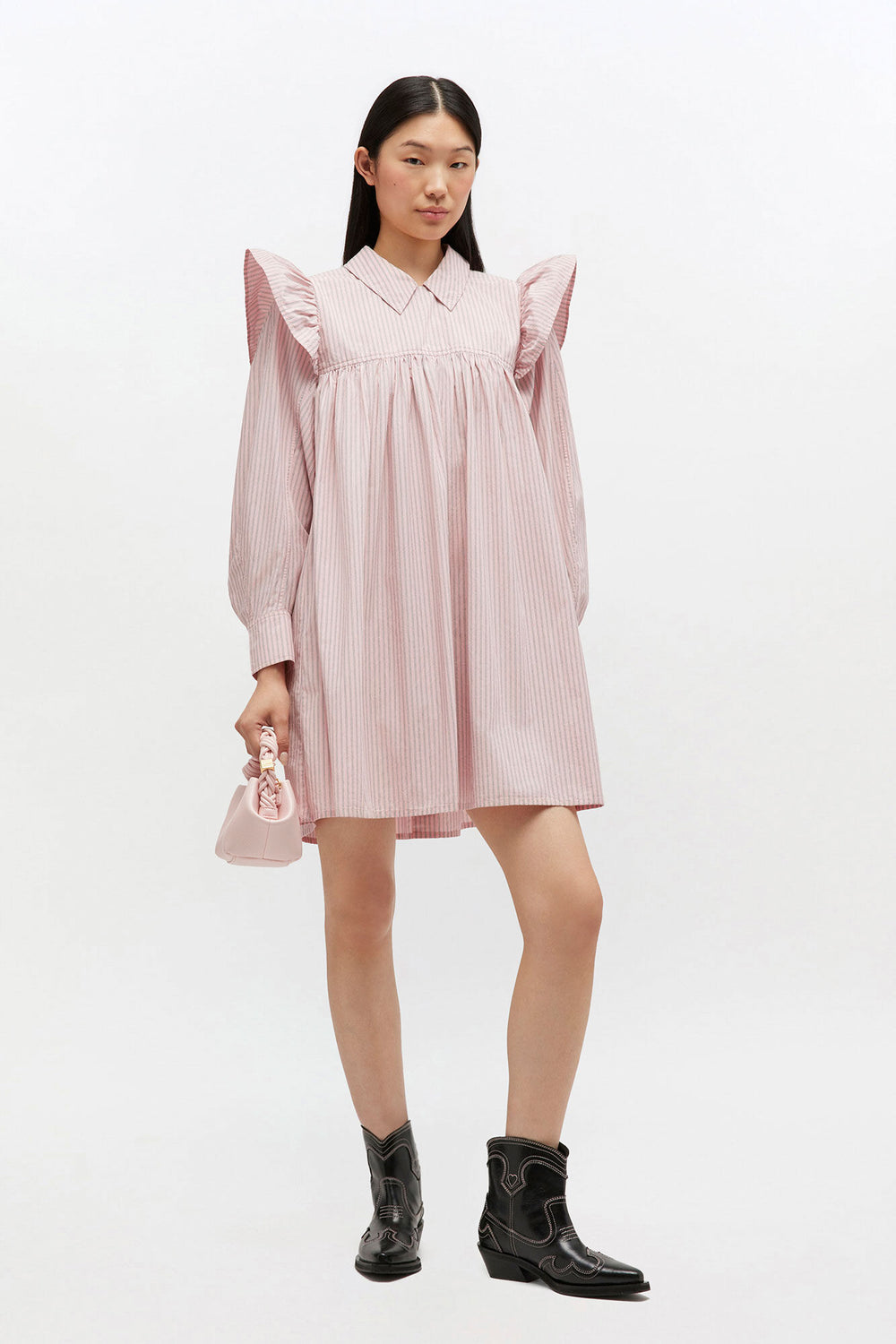 GANNI Discount Pink Mini Shirt Dress